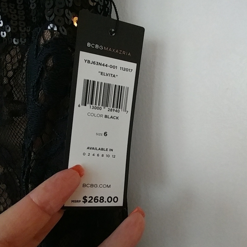 BCBGMaxAzria Black Lace & Sequin Midi Dress - Picture 7 of 8